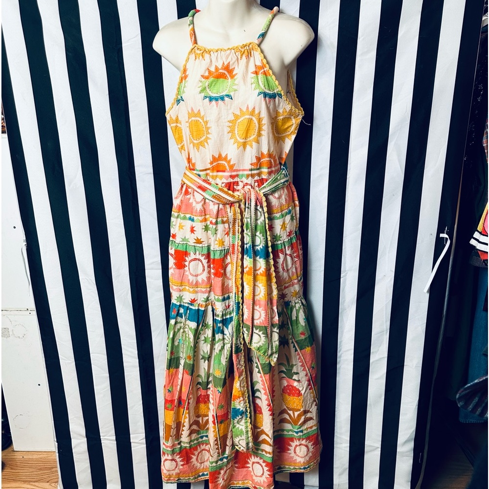 FARM Rio Super Fun Suns & Pineapples Maxi Dress w/ Waist Tie - Like New
